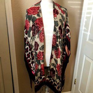 Colleen Lopez Reversible Ruana with Fringe Hem